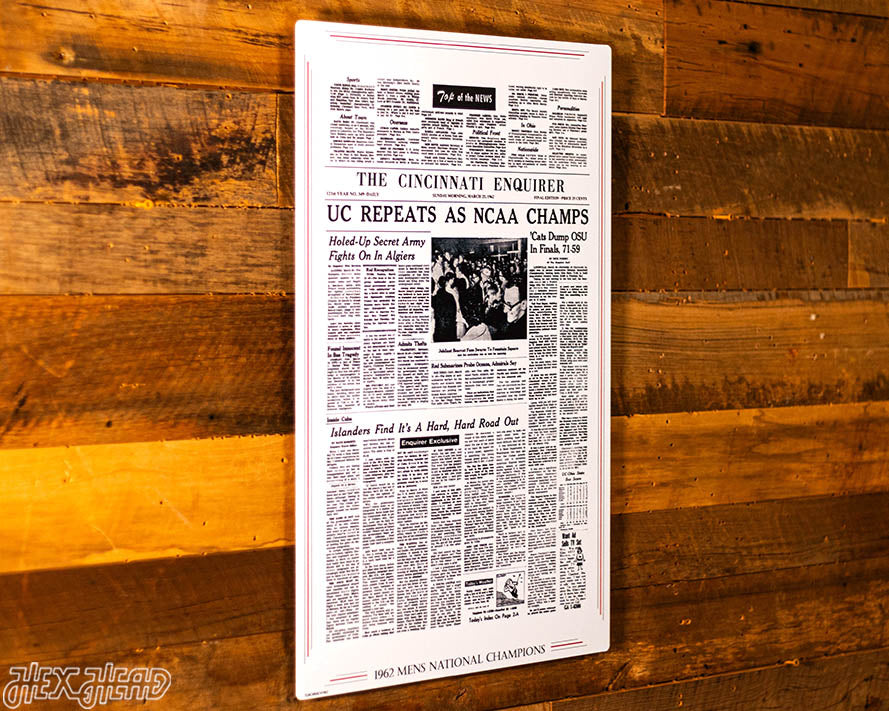 The Cincinnati Enquirer Bearcats 1962 Basketball National Champions Front Page - MAR 25, 1962