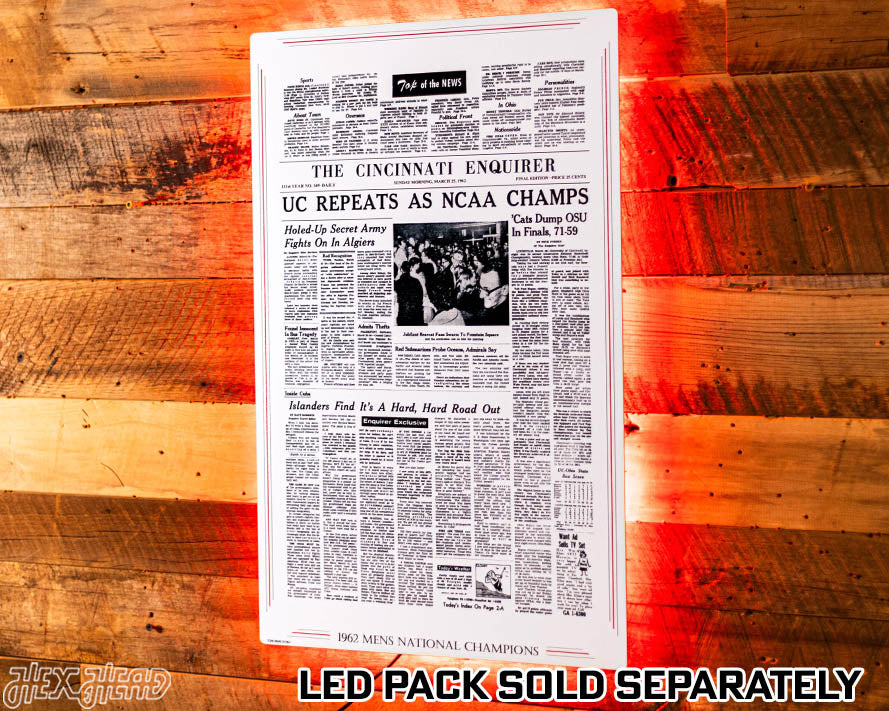 The Cincinnati Enquirer Bearcats 1962 Basketball National Champions Front Page - MAR 25, 1962