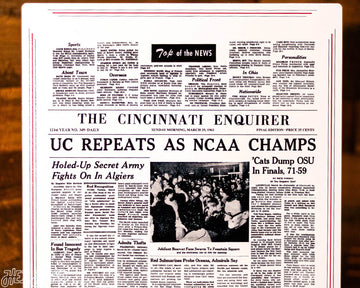 The Cincinnati Enquirer Bearcats 1962 Basketball National Champions Front Page - MAR 25, 1962