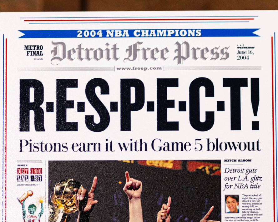 Detroit Free Press Pistons 2004 NBA FINALS Front Page - JUNE 16, 2004