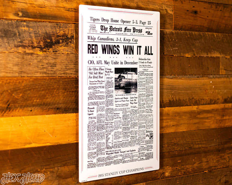 Detroit Free Press Red Wings 1955 Stanley Cup Front Page - APRIL 15, 1955