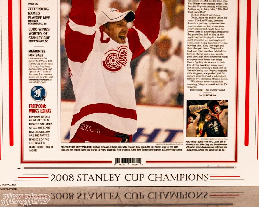 Detroit Free Press Red Wings 2008 Stanley Cup Front Page - JUNE 5, 2008