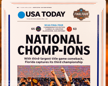 USA Today Florida Gators 2025 National Basketball Champions Front Page - April 8, 2025
