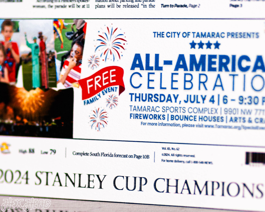 Sun Sentinel Florida Panthers 2024 STANLEY CUP Front Page - JUNE 26, 2024