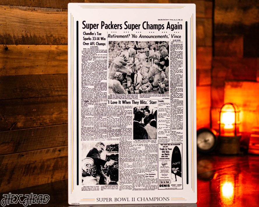 Green Bay Press-Gazette Packers II SUPER BOWL Front Page - JAN 16, 1968