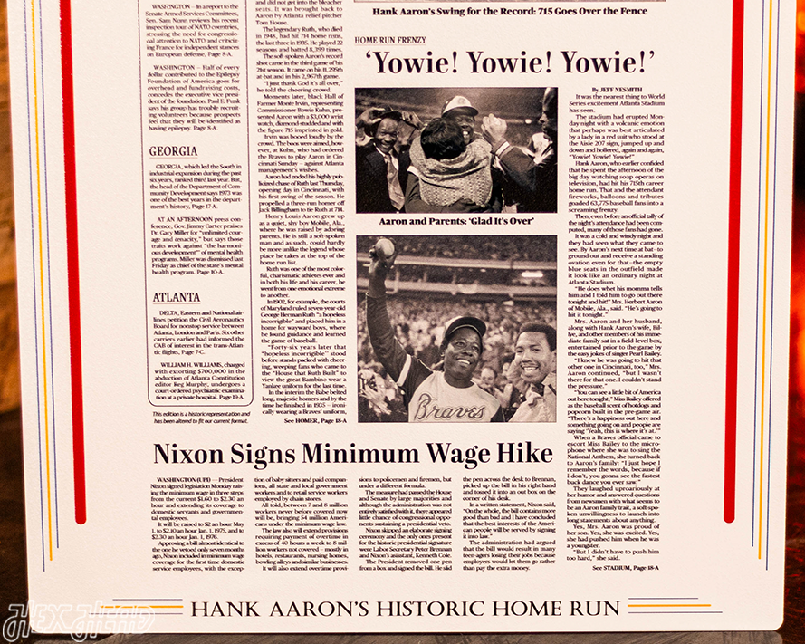Atlanta Journal Constitution Hank Aaron Front Page - APRIL 9, 1974