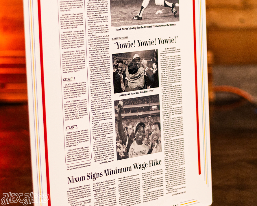Atlanta Journal Constitution Hank Aaron Front Page - APRIL 9, 1974