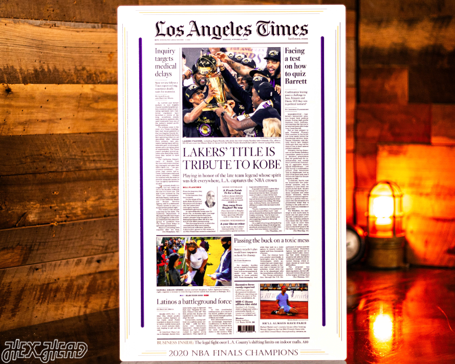 Los Angeles Times Lakers Tribute To Kobe Front Page - OCT 12, 2020