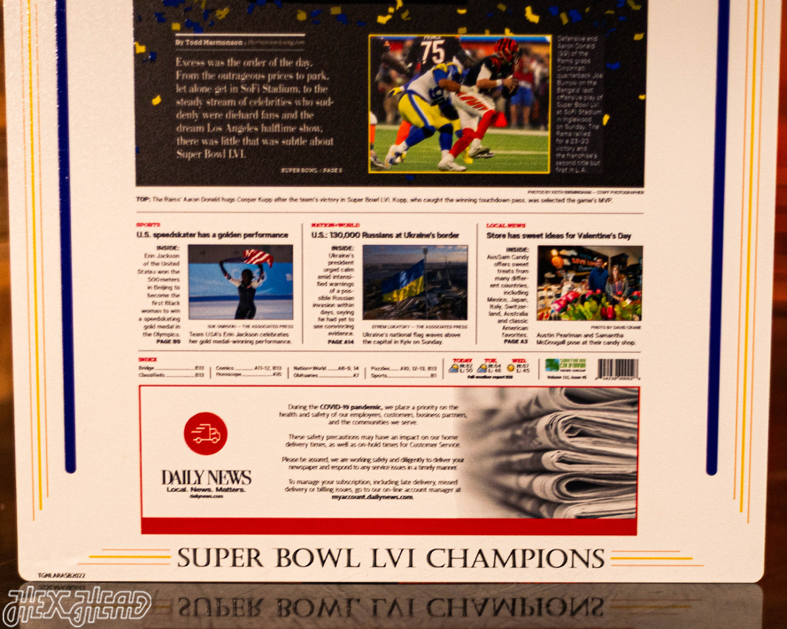 Daily News Los Angeles Rams LVI SUPER BOWL Front Page - FEB 14, 2022