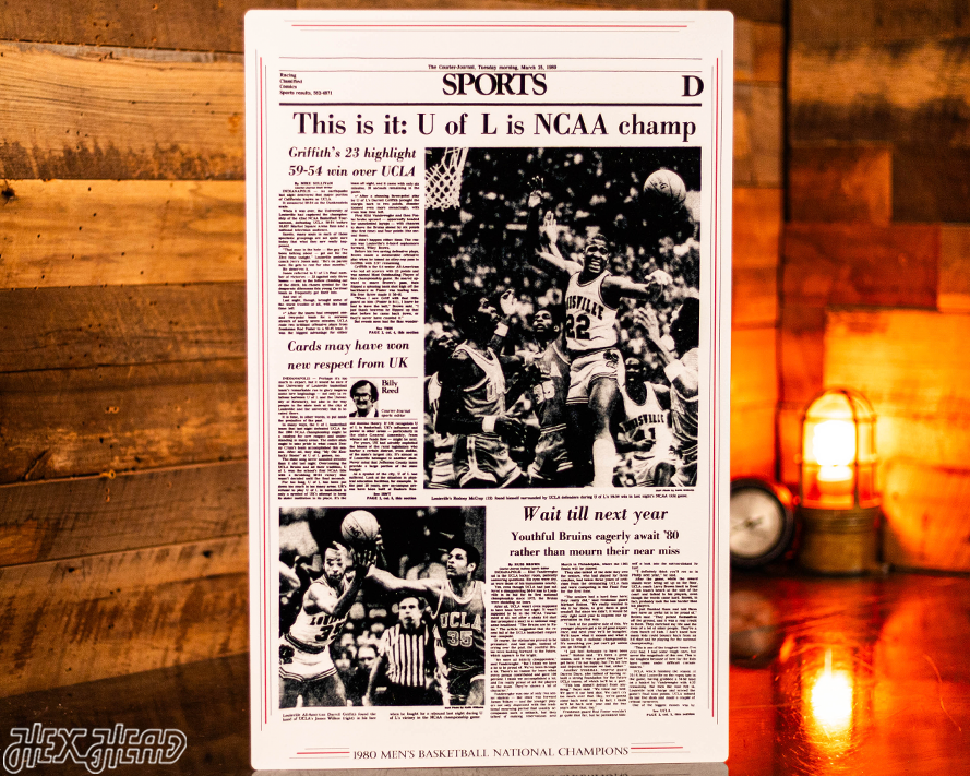 The Courier-Journal Louisville Cardinals 1980 Basketball National Champions Front Page - MAR 25, 1980
