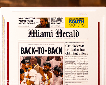 Miami Herald Heat 2013 NBA FINALS Front Page - JUNE 21, 2013