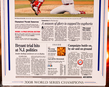 Philadelphia Inquirer Phillies 2008 WORLD SERIES Front Page - OCT 30, 2008