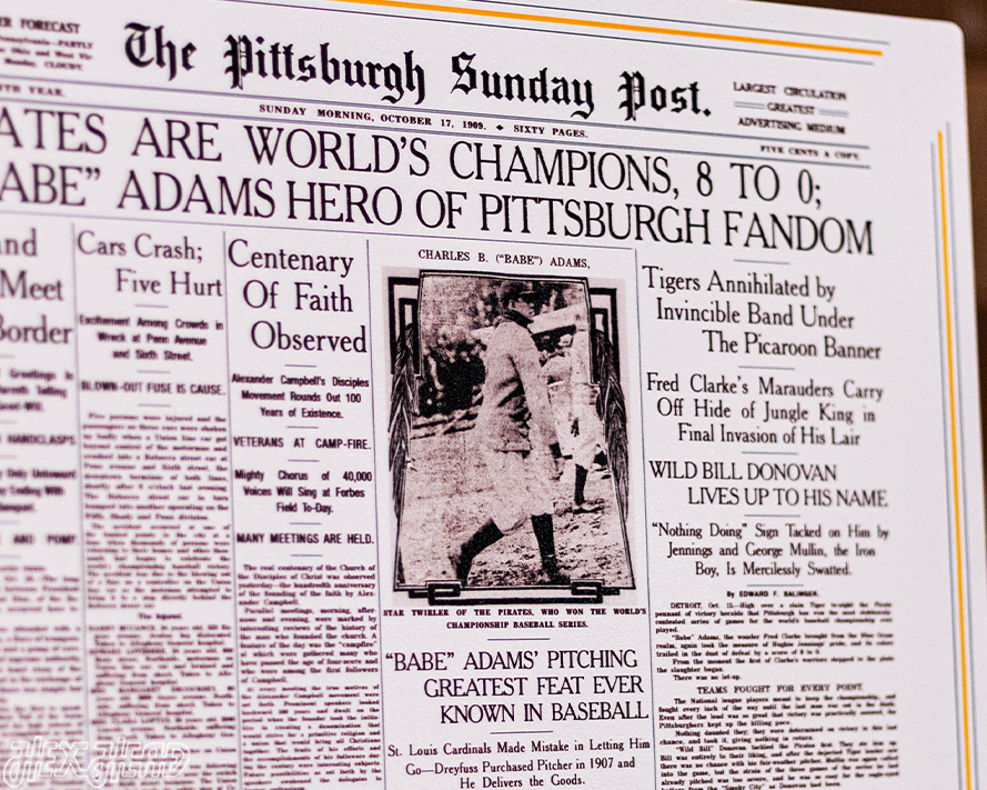 Pittsburgh Sunday Post Pirates 1909 WORLD SERIES Front Page - OCT 17, 1909