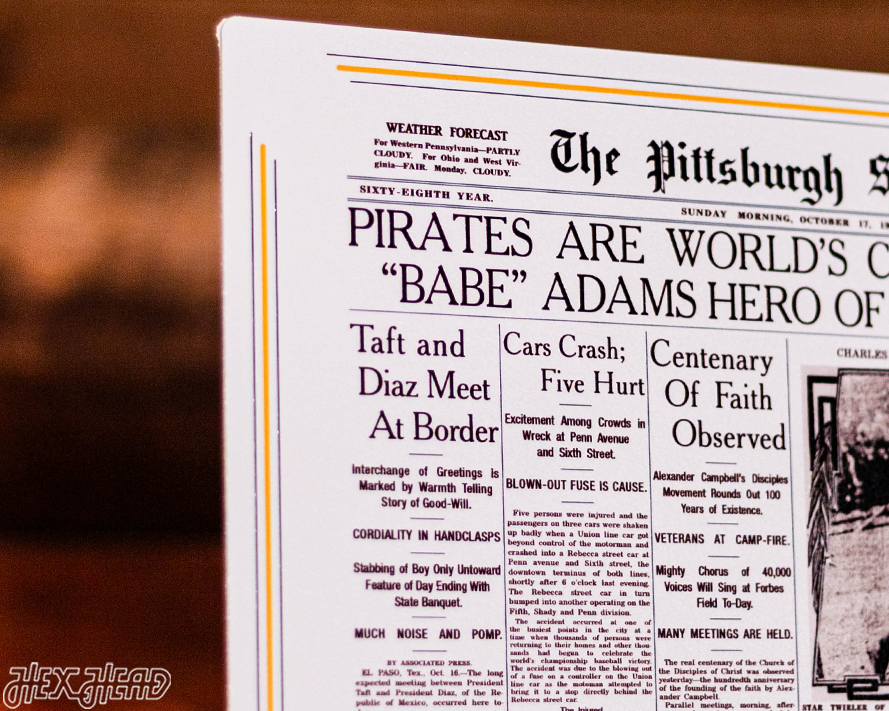 Pittsburgh Sunday Post Pirates 1909 WORLD SERIES Front Page - OCT 17, 1909