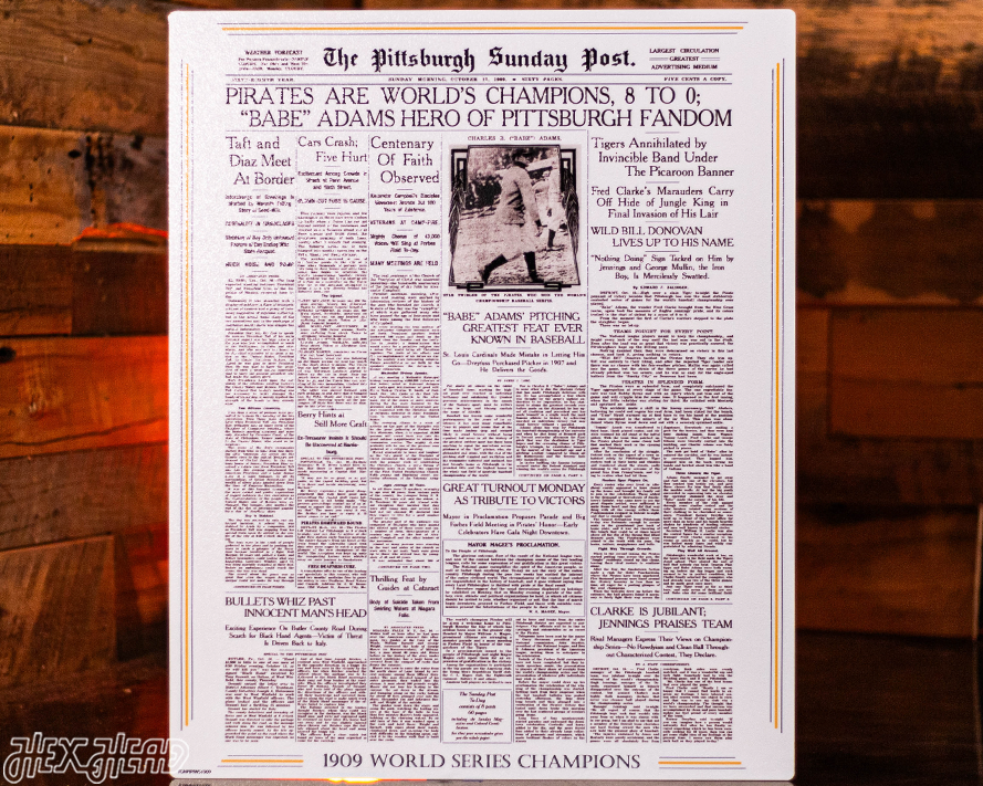 Pittsburgh Sunday Post Pirates 1909 WORLD SERIES Front Page - OCT 17, 1909