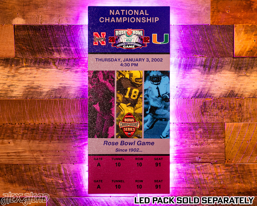 Miami Hurricanes 2002 National Championship Ticket Stub Single Layer Metal Wall Art