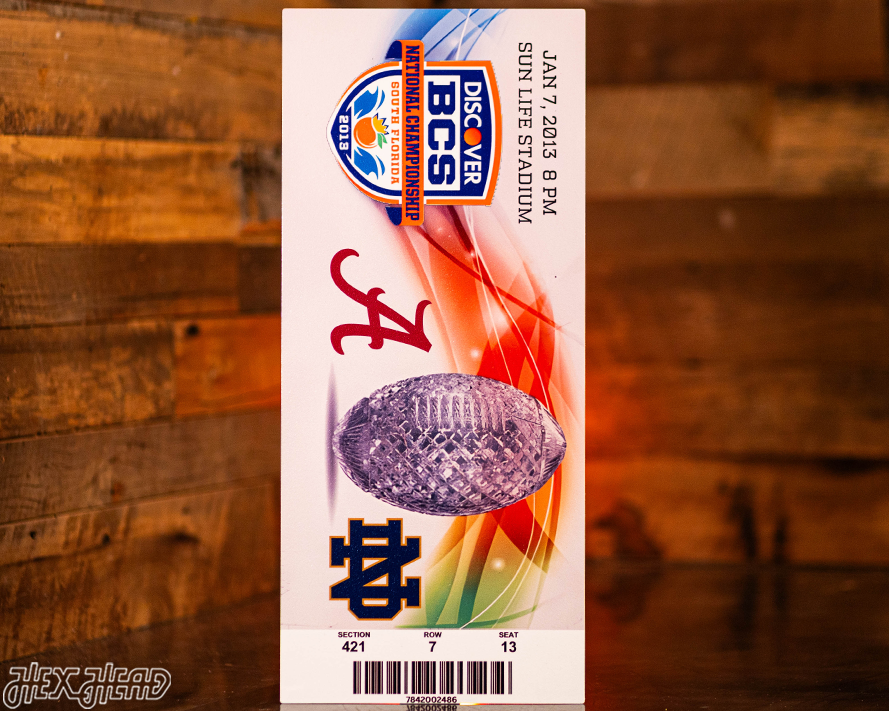 Alabama Crimson Tide 2013 National Championship Ticket Stub Single Layer Metal Wall Art
