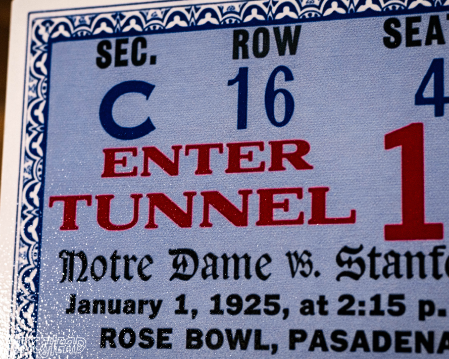 Notre Dame 1924 Rose Bowl Ticket Stub Single Layer Metal Wall Art