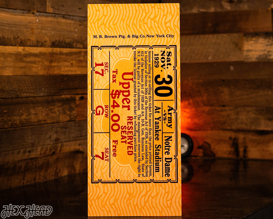 Notre Dame 1929 Ticket Stub Single Layer Metal Wall Art