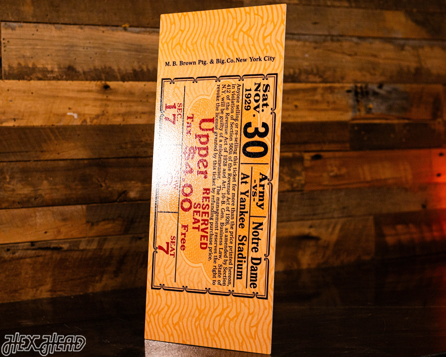 Notre Dame 1929 Ticket Stub Single Layer Metal Wall Art
