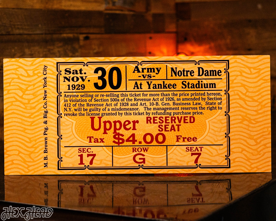 Notre Dame 1929 Ticket Stub Single Layer Metal Wall Art