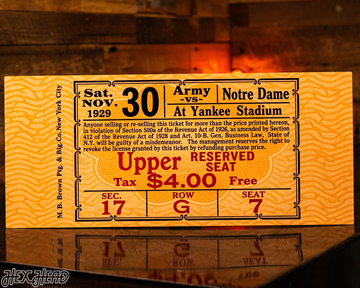 Notre Dame 1929 Ticket Stub Single Layer Metal Wall Art