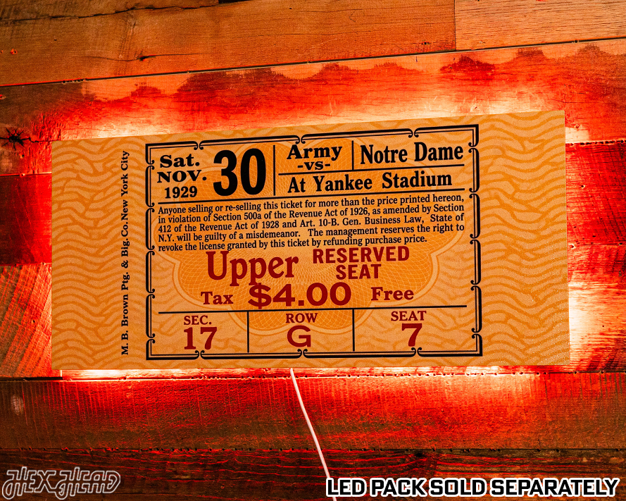 Notre Dame 1929 Ticket Stub Single Layer Metal Wall Art