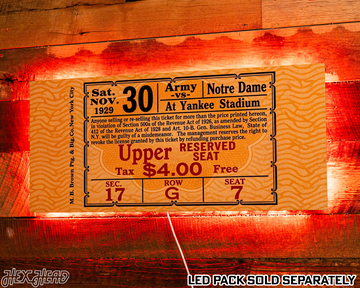 Notre Dame 1929 Ticket Stub Single Layer Metal Wall Art