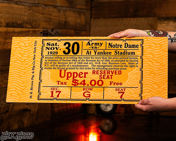 Notre Dame 1929 Ticket Stub Single Layer Metal Wall Art