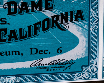 Notre Dame 1930 Ticket Stub Single Layer Metal Wall Art