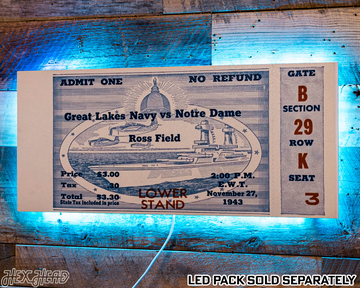 Notre Dame 1943 Ticket Stub Single Layer Metal Wall Art