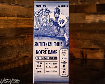 Notre Dame 1946 Ticket Stub Single Layer Metal Wall Art