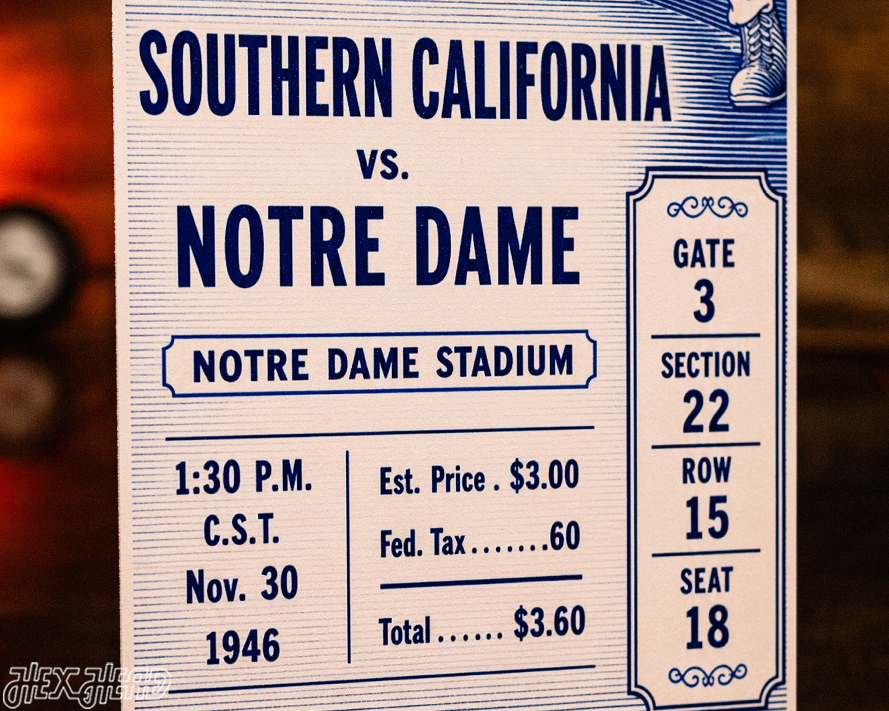 Notre Dame 1946 Ticket Stub Single Layer Metal Wall Art