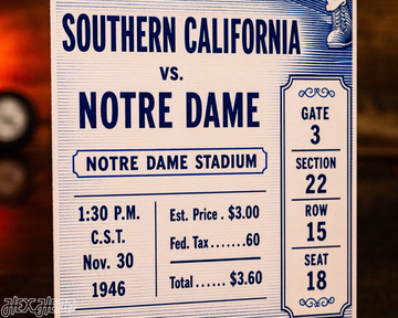 Notre Dame 1946 Ticket Stub Single Layer Metal Wall Art
