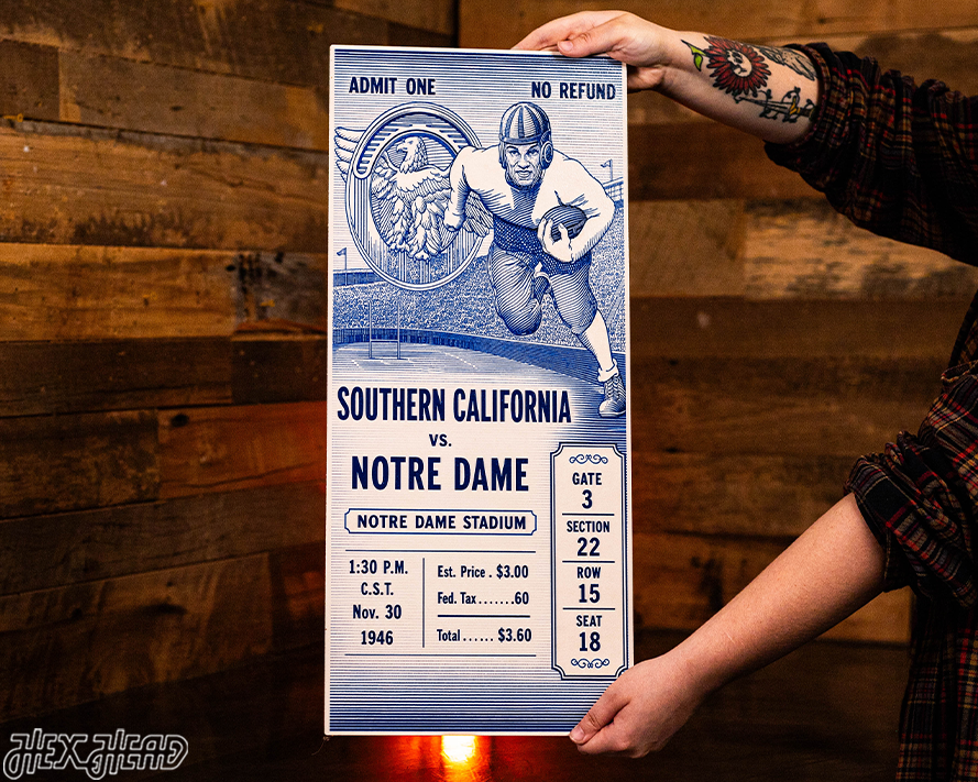 Notre Dame 1946 Ticket Stub Single Layer Metal Wall Art