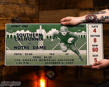 Notre Dame 1947 Ticket Stub Single Layer Metal Wall Art