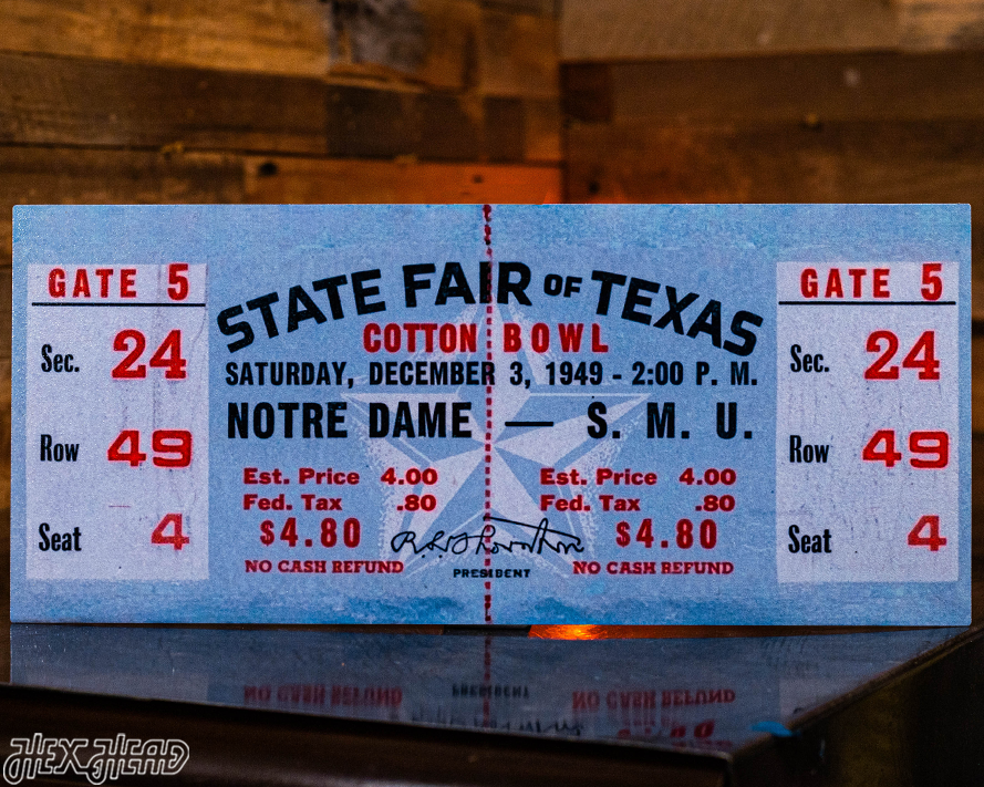 Notre Dame 1949 Cotton Bowl Ticket Stub Single Layer Metal Wall Art