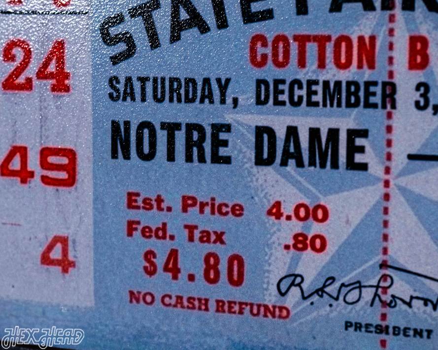 Notre Dame 1949 Cotton Bowl Ticket Stub Single Layer Metal Wall Art