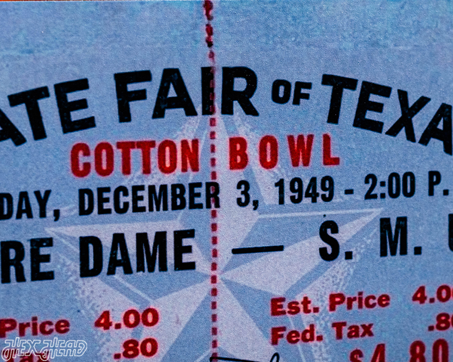 Notre Dame 1949 Cotton Bowl Ticket Stub Single Layer Metal Wall Art