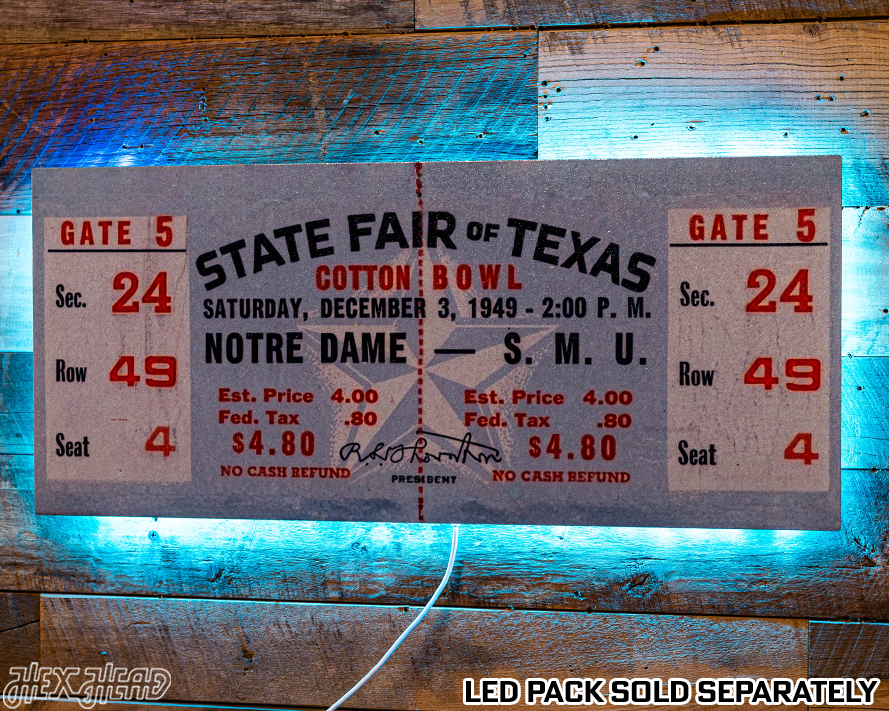 Notre Dame 1949 Cotton Bowl Ticket Stub Single Layer Metal Wall Art