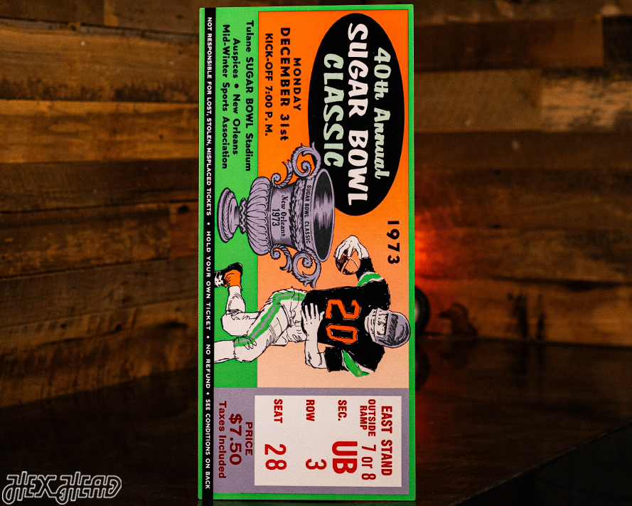 Notre Dame 1973 Sugar Bowl Ticket Stub Single Layer Metal Wall Art