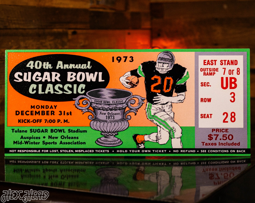Notre Dame 1973 Sugar Bowl Ticket Stub Single Layer Metal Wall Art