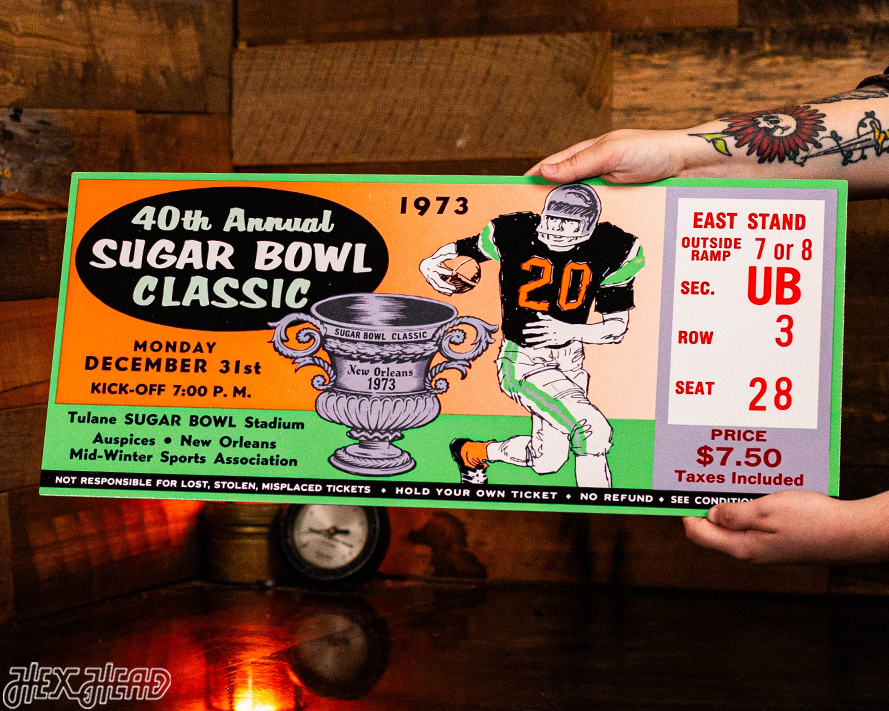 Notre Dame 1973 Sugar Bowl Ticket Stub Single Layer Metal Wall Art