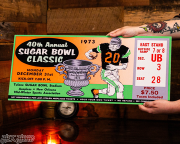 Notre Dame 1973 Sugar Bowl Ticket Stub Single Layer Metal Wall Art