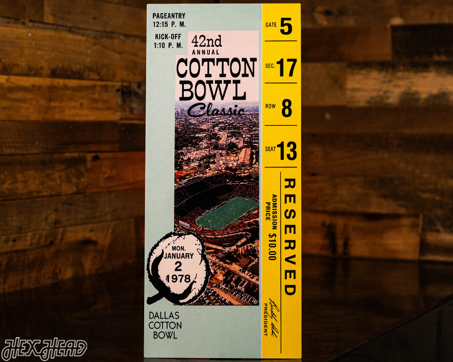 Notre Dame 1977 Cotton Bowl Ticket Stub Single Layer Metal Wall Art