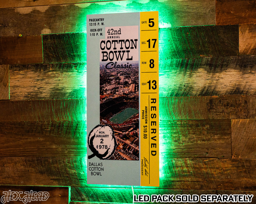 Notre Dame 1977 Cotton Bowl Ticket Stub Single Layer Metal Wall Art
