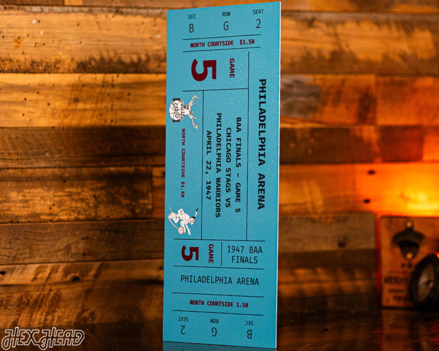 Philadelphia Warriors 1947 NBA Finals Ticket Stub Single Layer Metal Wall Art