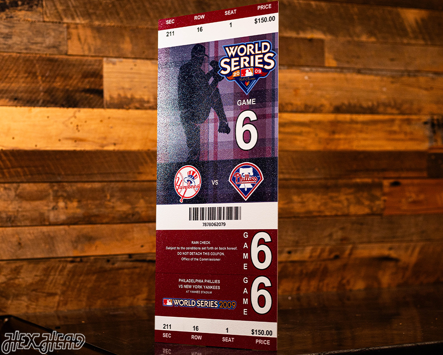 New York Yankees Personalized 2009 World Series Ticket Stub Single Layer Metal Wall Art