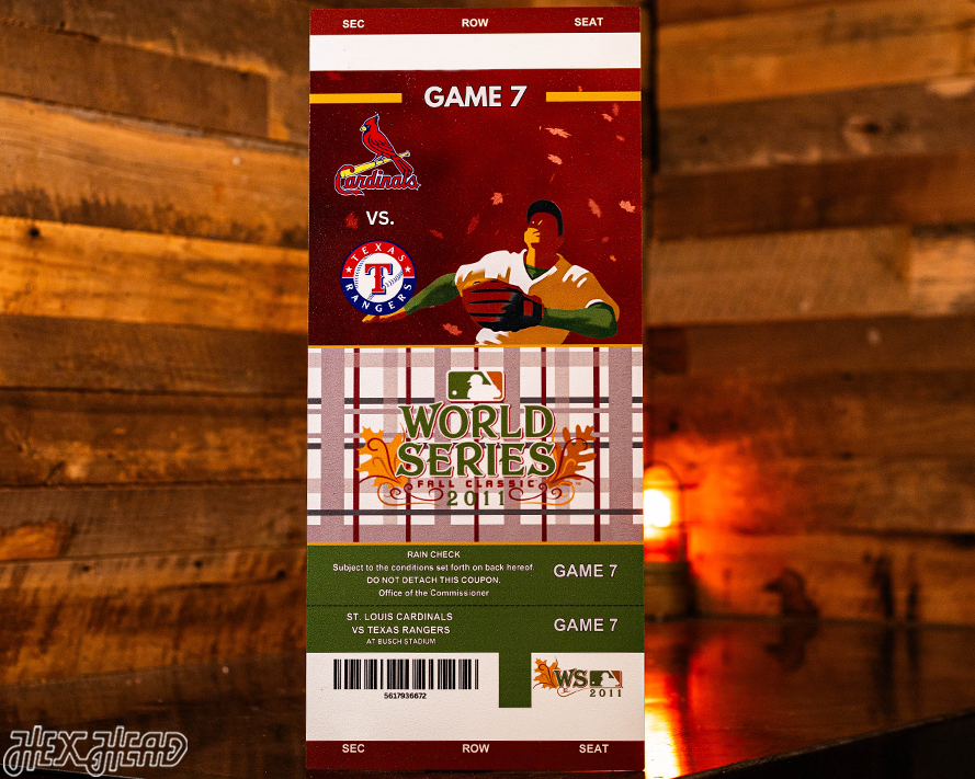St. Louis Cardinals Personalized 2011 World Series Ticket Stub Single Layer Metal Wall Art