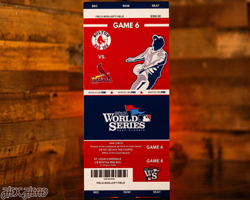 Boston Red Sox Personalized 2013 World Series Ticket Stub Single Layer Metal Wall Art